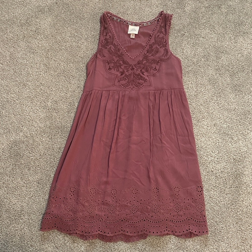 Knox Rose Kids Dress in Dusty Rose with Embroidery